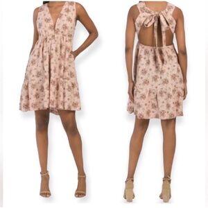 NWT House of Harlow Pink Floral Linen Mini Dress small s cottagecore